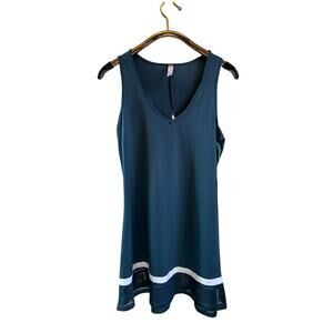 Kyodan Dress Tennis Pickleball Golf Teal V Neck Flare White Hem Trim Size Large